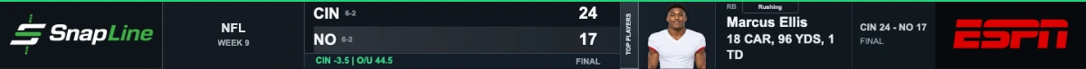 Final result ticker with fictional demo data
