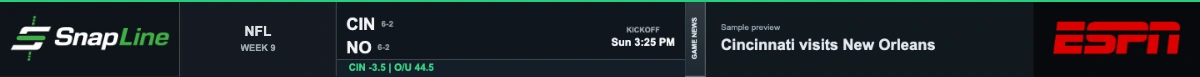 Before kickoff ticker with fictional demo data