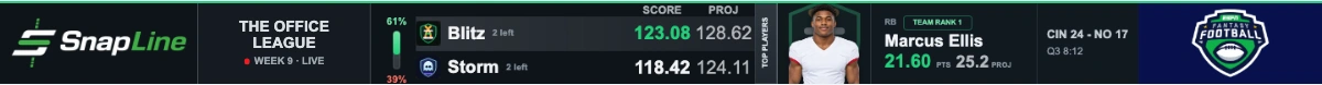 ESPN Fantasy ticker with fictional demo data